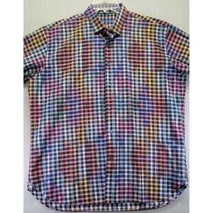 Luchiano Visconti Black Shirt Abstract Check Pattern Long-Sleeve Mens Size XL